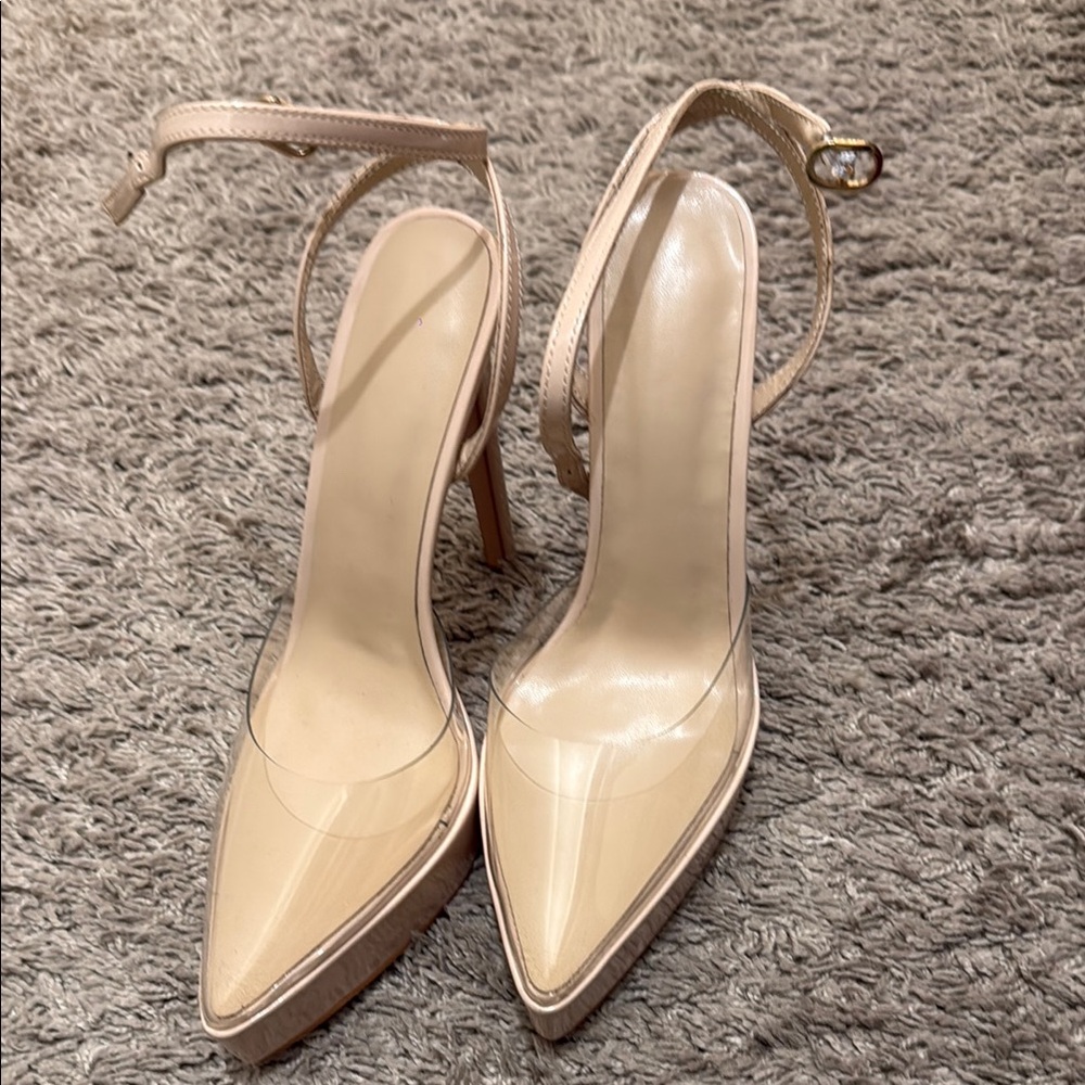 Elegant Nude Ankle Strap Heels